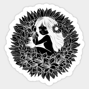 Beautiful girl sleeps sweetly in a flower blossom. Sticker